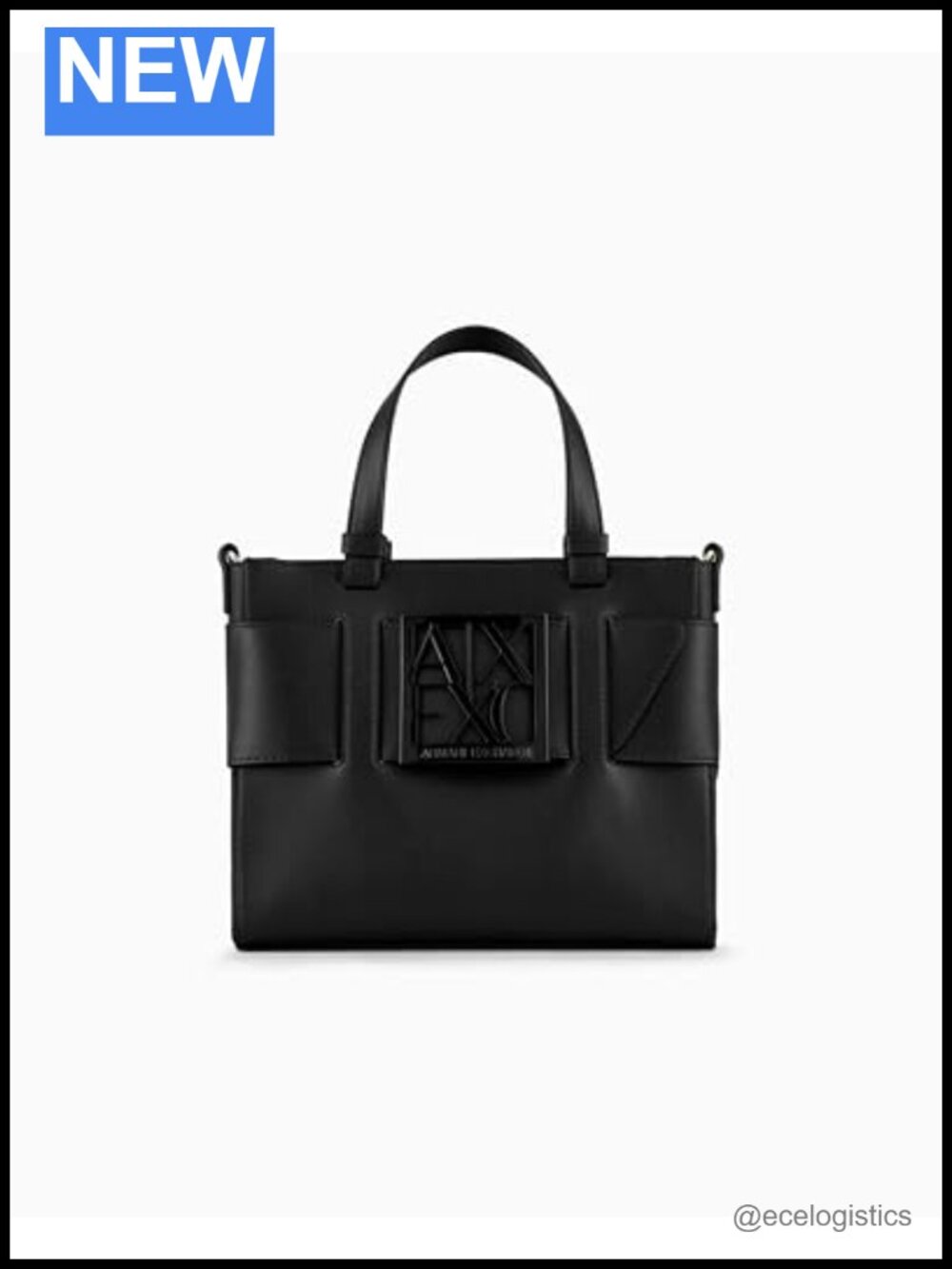 Armani Exchange Medium Tote with Squared Frontal Logo